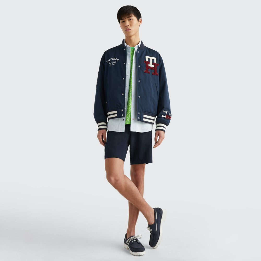 Cotton Varsity Jacket - Navy