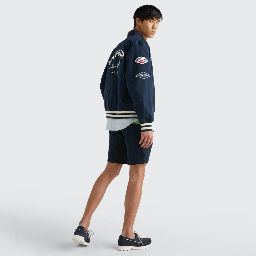 Cotton Varsity Jacket - Navy