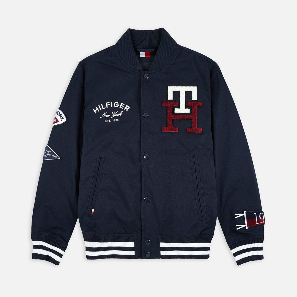 Cotton Varsity Jacket - Navy