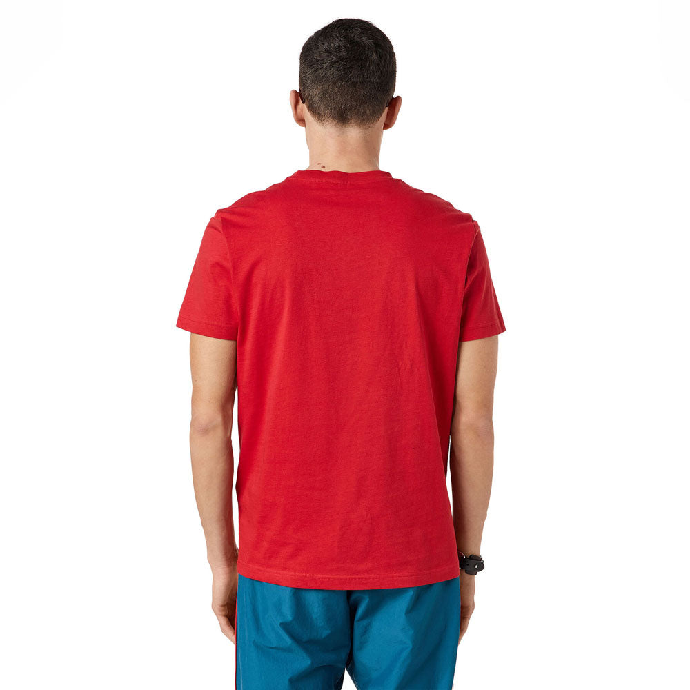 Cotton T-Shirt With Modern Basic Work Clothes Logo - Red