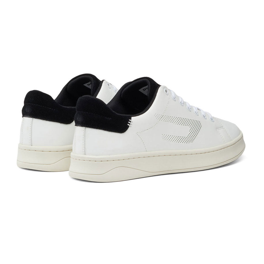 S-ATHENE Low Top Leather Sneaker With Perforated Logo - White