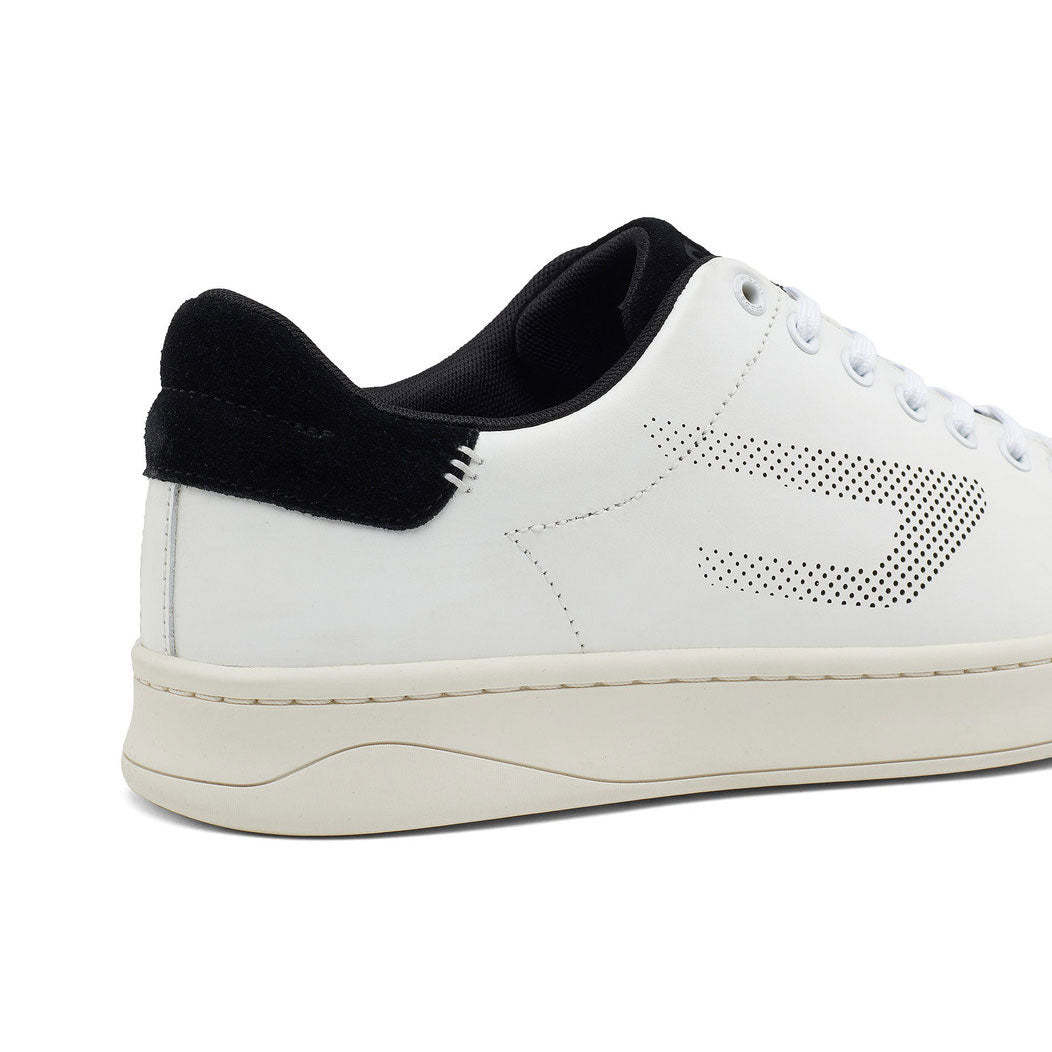 S-ATHENE Low Top Leather Sneaker With Perforated Logo - White