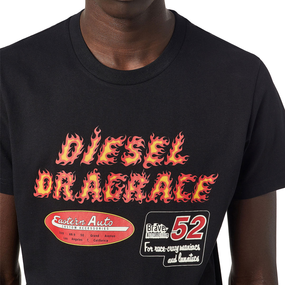 T-Shirt With Drag Race Print Black