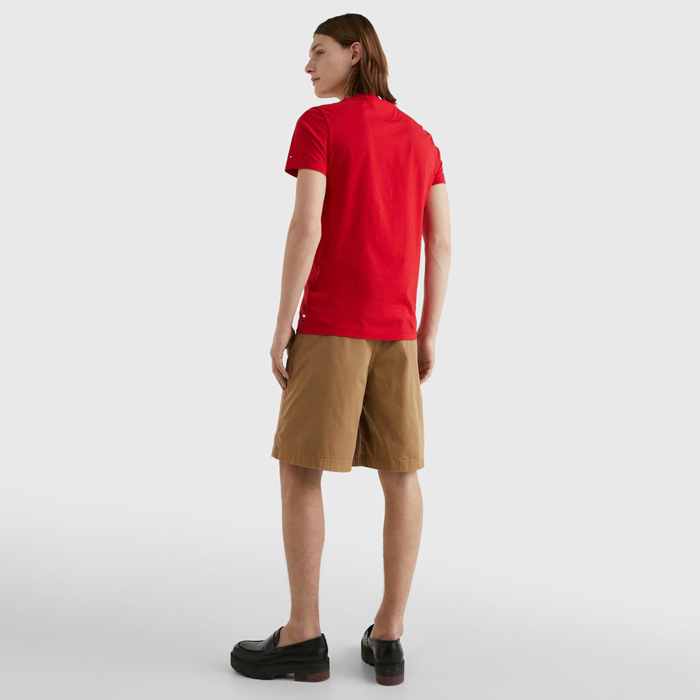 Faded Script Print T-Shirt - Red