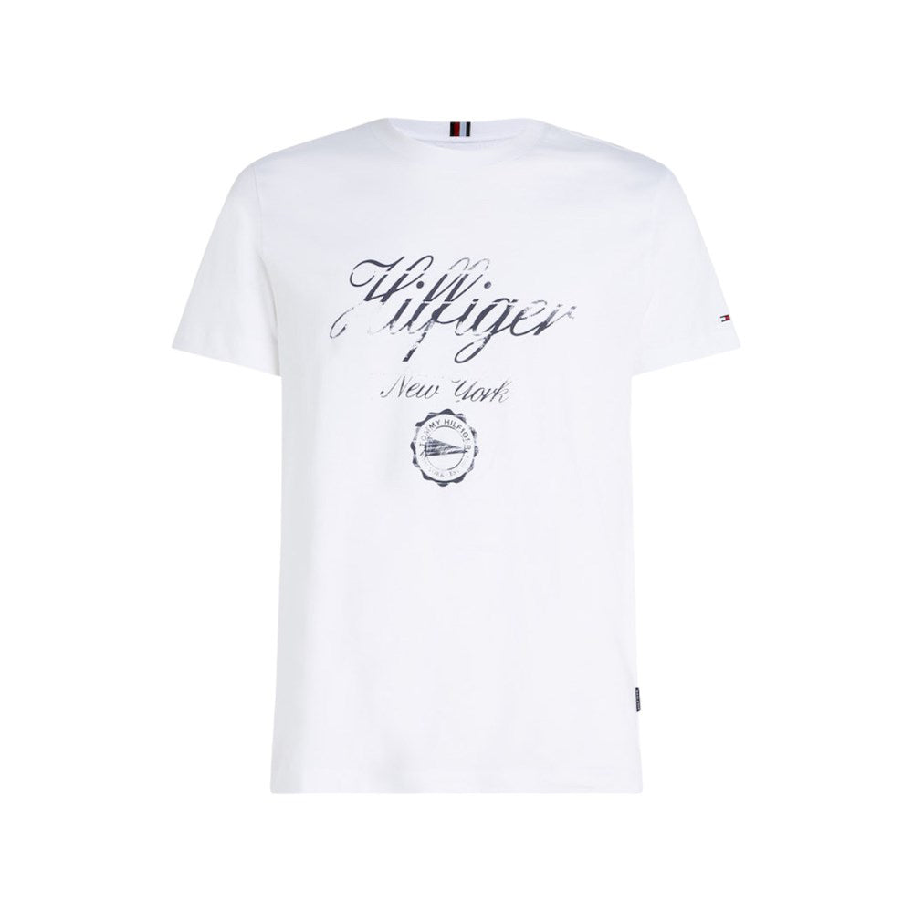 Faded Script Print T-Shirt - White