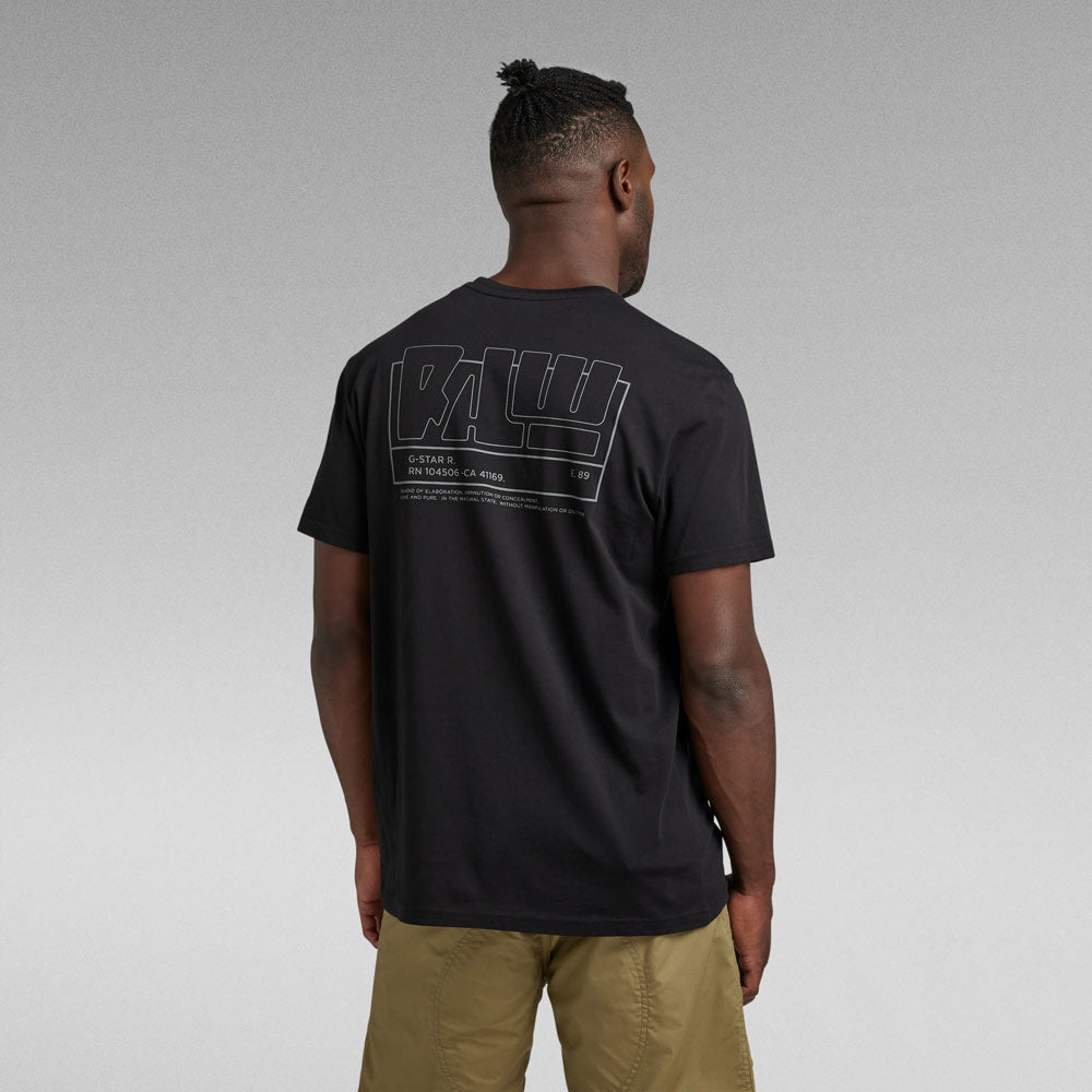 Back Graphic Raw T-Shirt - Black