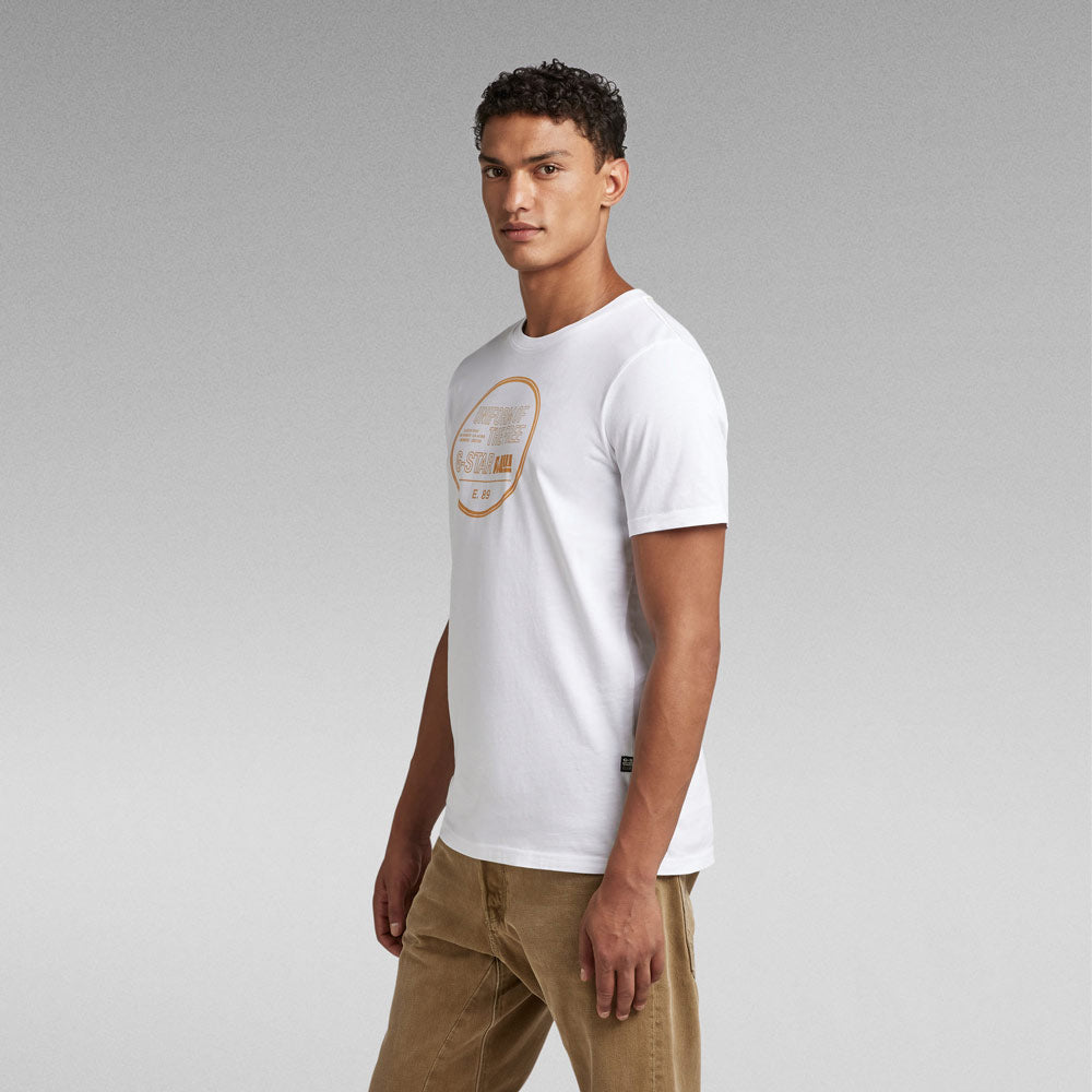 Chest Graphic Slim T-Shirt - White