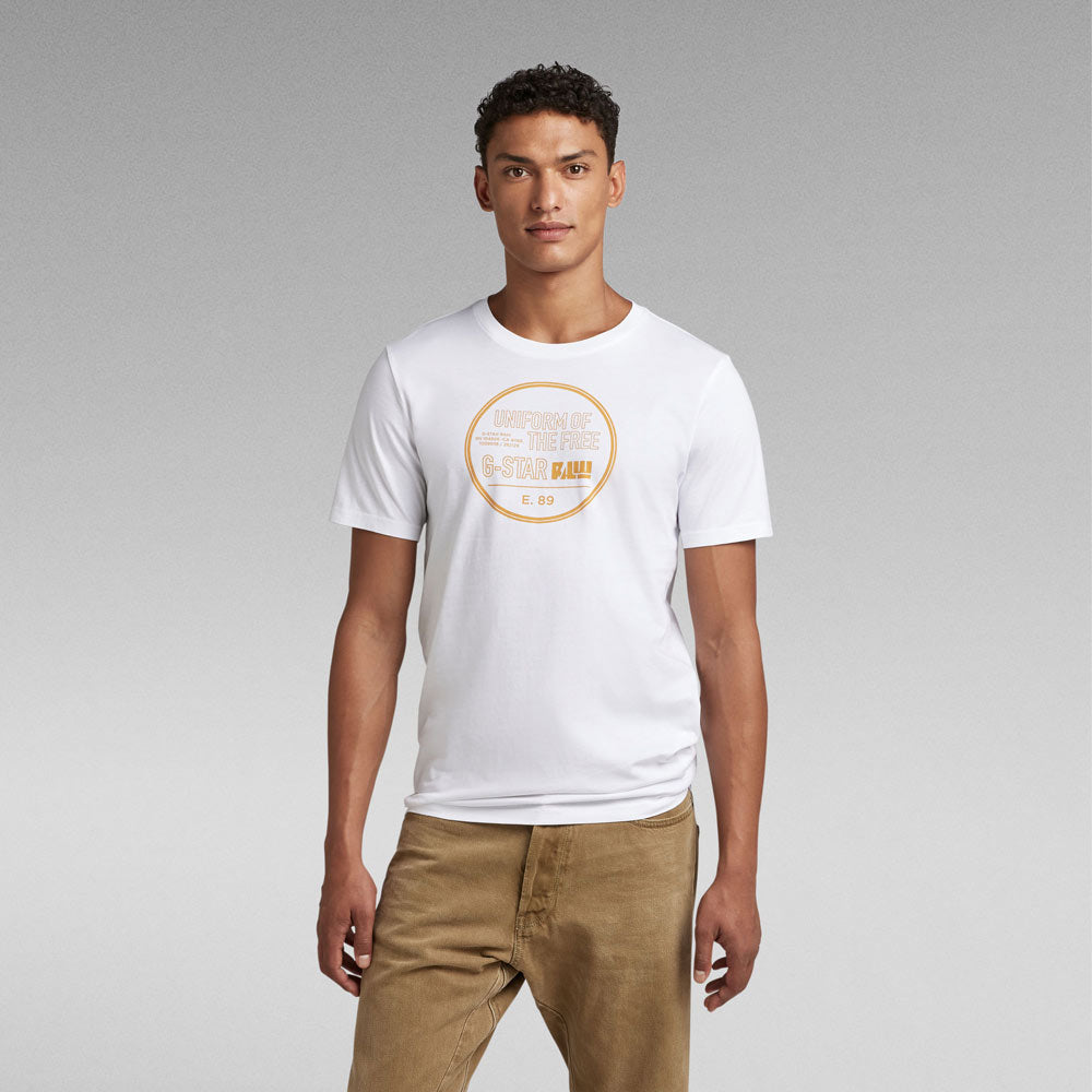 Chest Graphic Slim T-Shirt - White