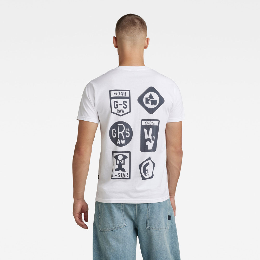 Multi Shield Back Graphic Cotton T-Shirt - White