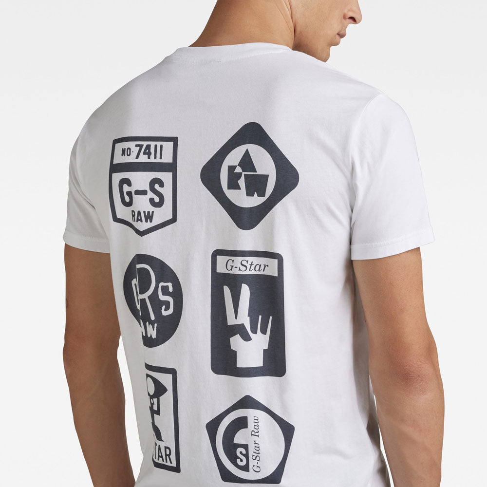 Multi Shield Back Graphic Cotton T-Shirt - White