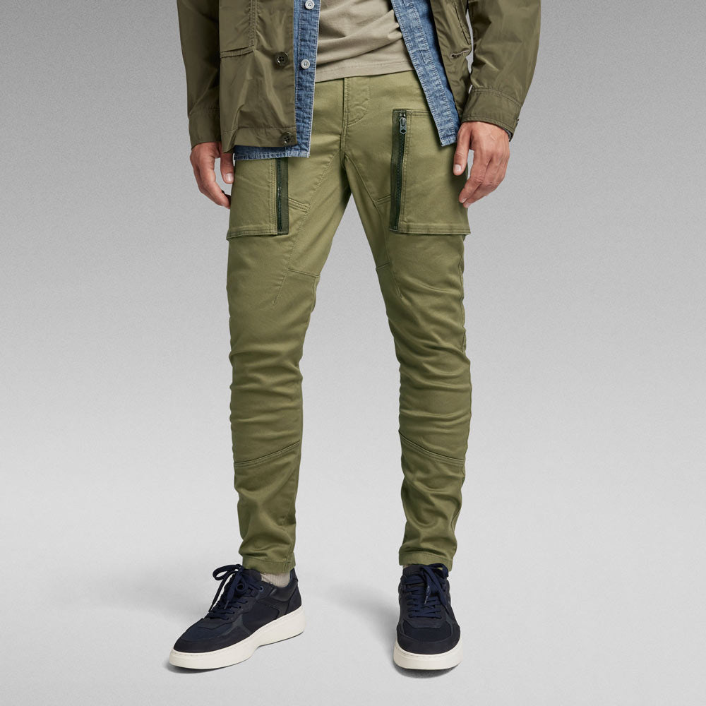 Zip Pocket 3D Skinny Cargo Pants - Olive