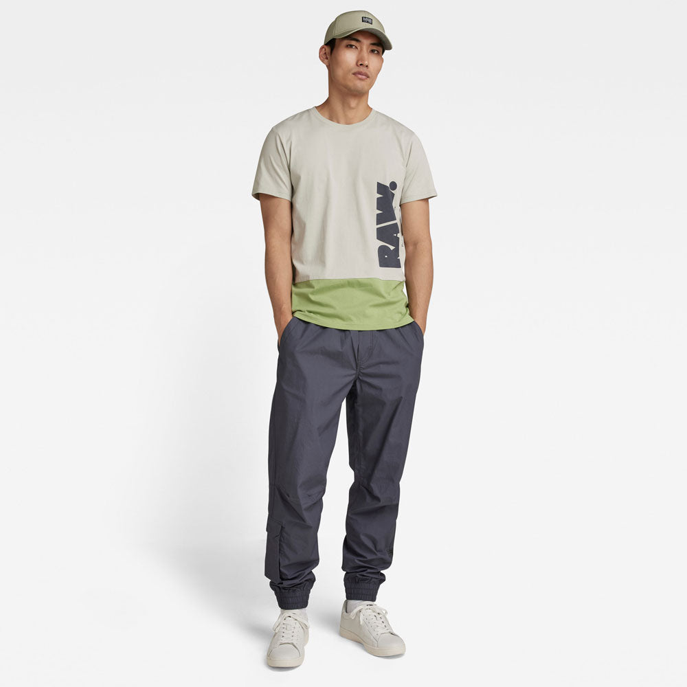 Colour Block Cotton T-Shirt - Grey