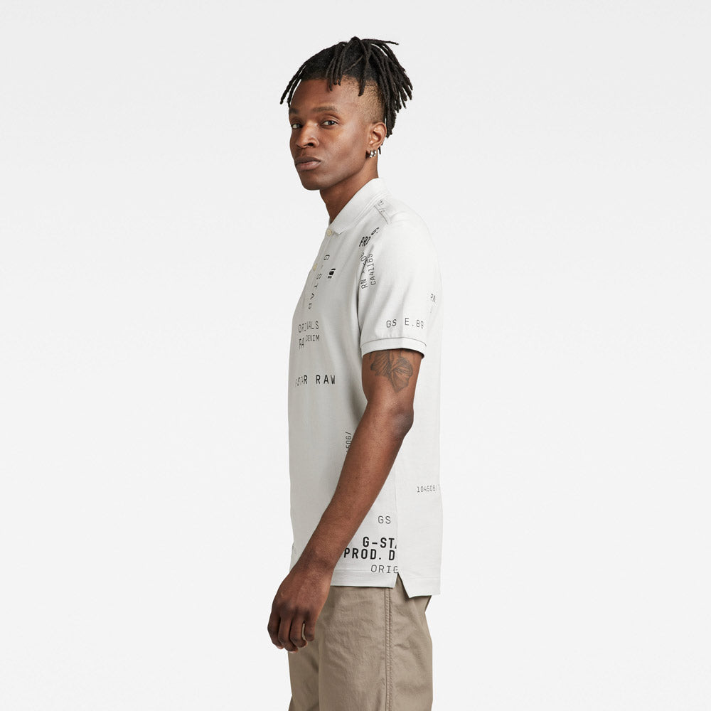 Dunda Slim All Over Print Polo T-Shirt - Light Grey
