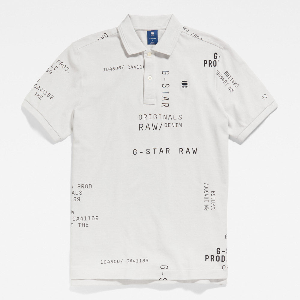 Dunda Slim All Over Print Polo T-Shirt - Light Grey