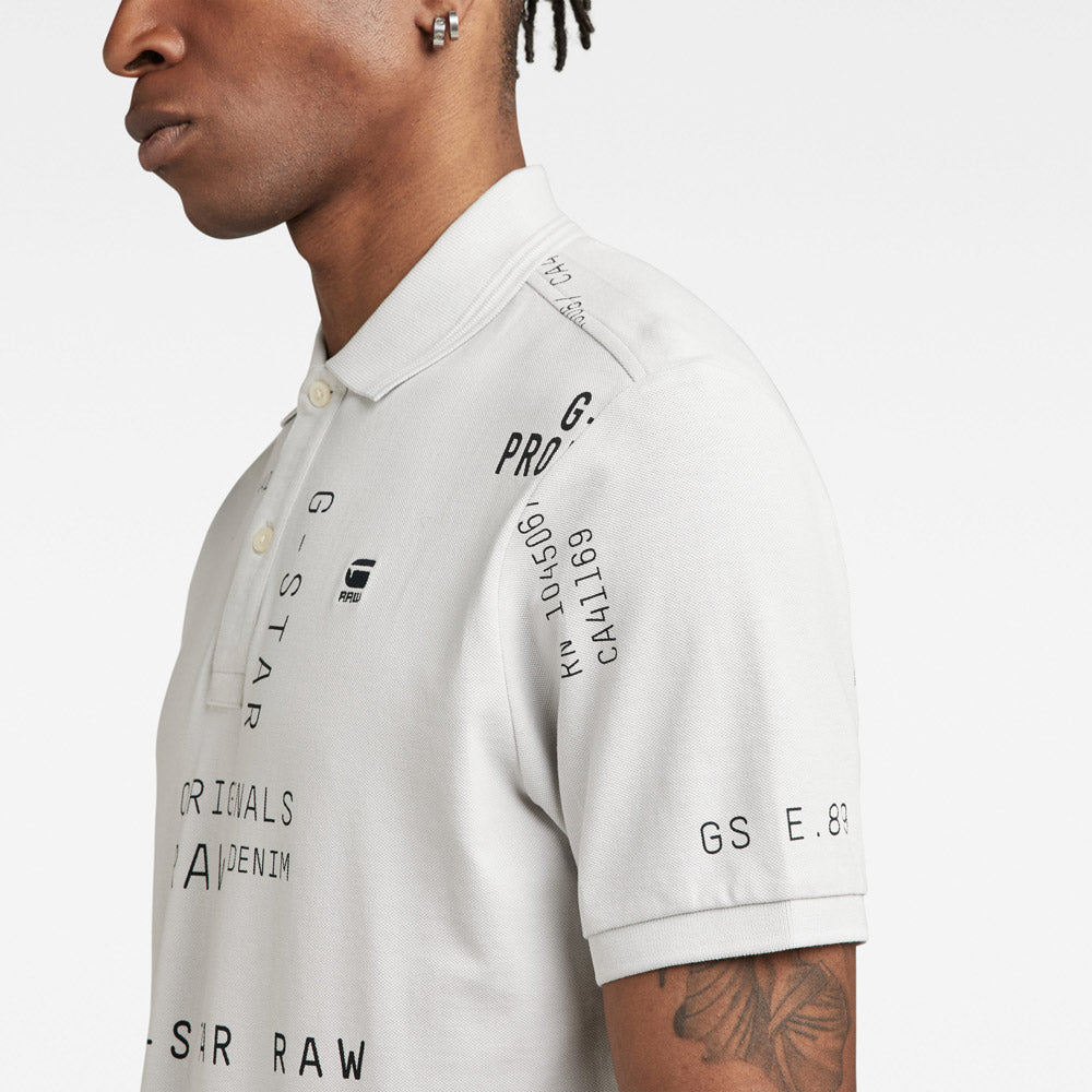 Dunda Slim All Over Print Polo T-Shirt - Light Grey