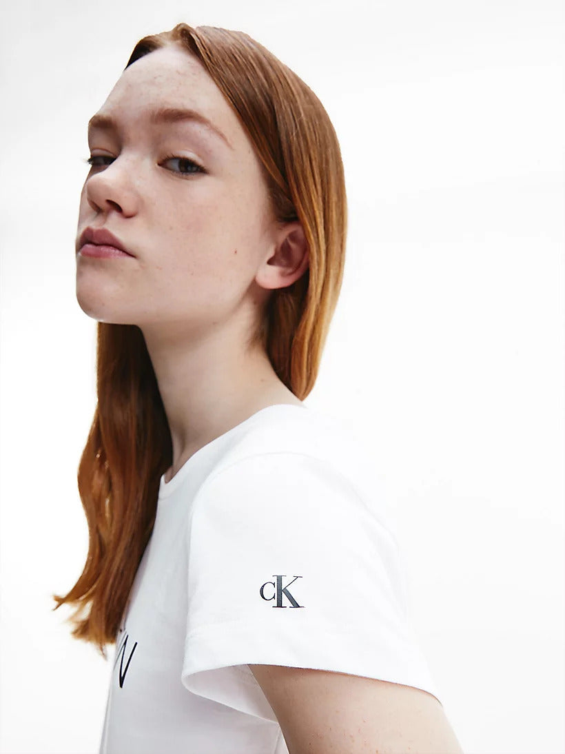 CK Kids Girls Tee Institutional Print White