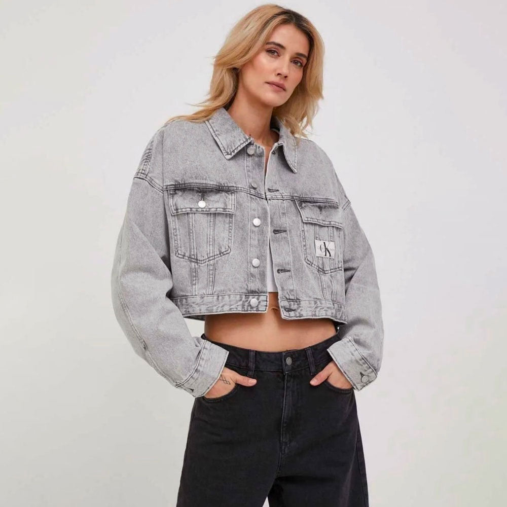 Oversize Crop Jacket - Denim Grey