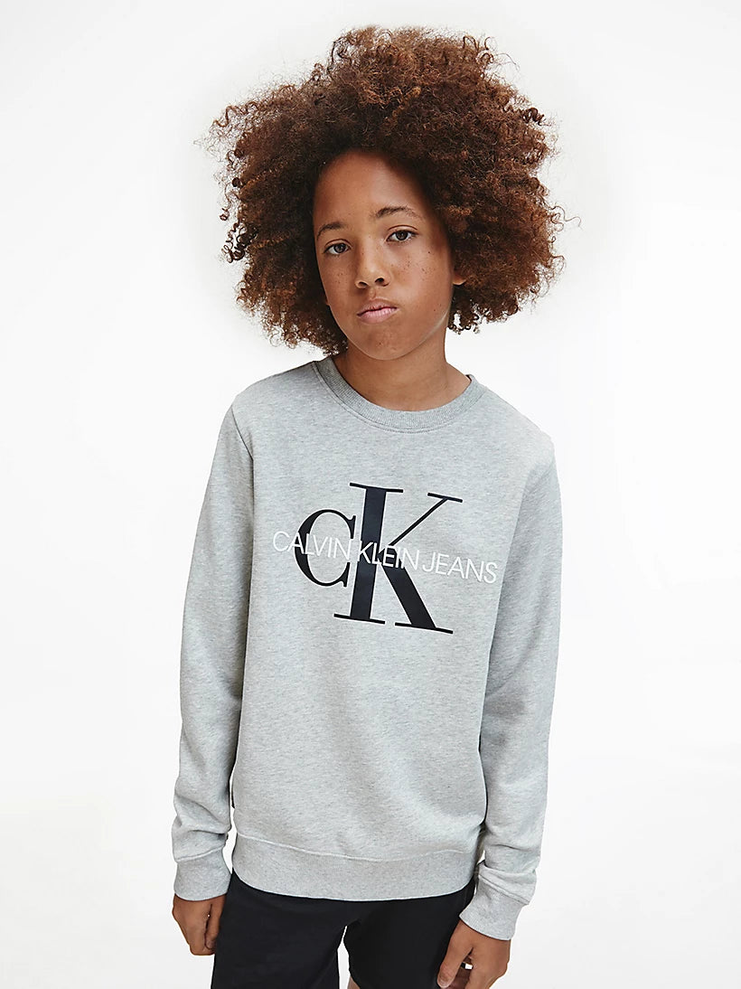 CK Kids Unisex Sweater Monogram Print Grey