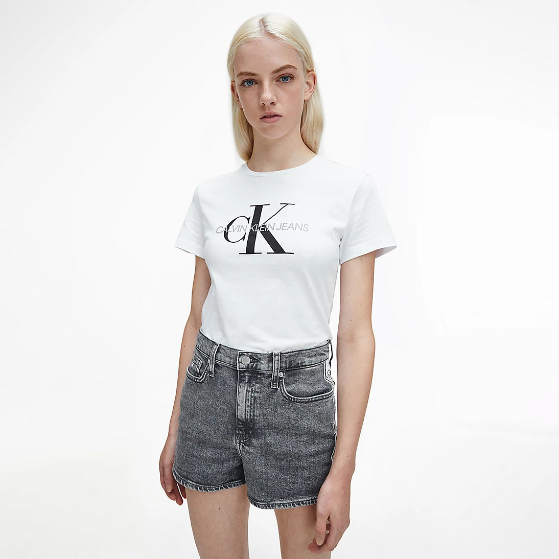 CK Women Monogram Logo Tee White