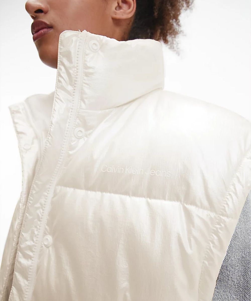 2-in-1 Pearlescent Puffer Jacket Off White