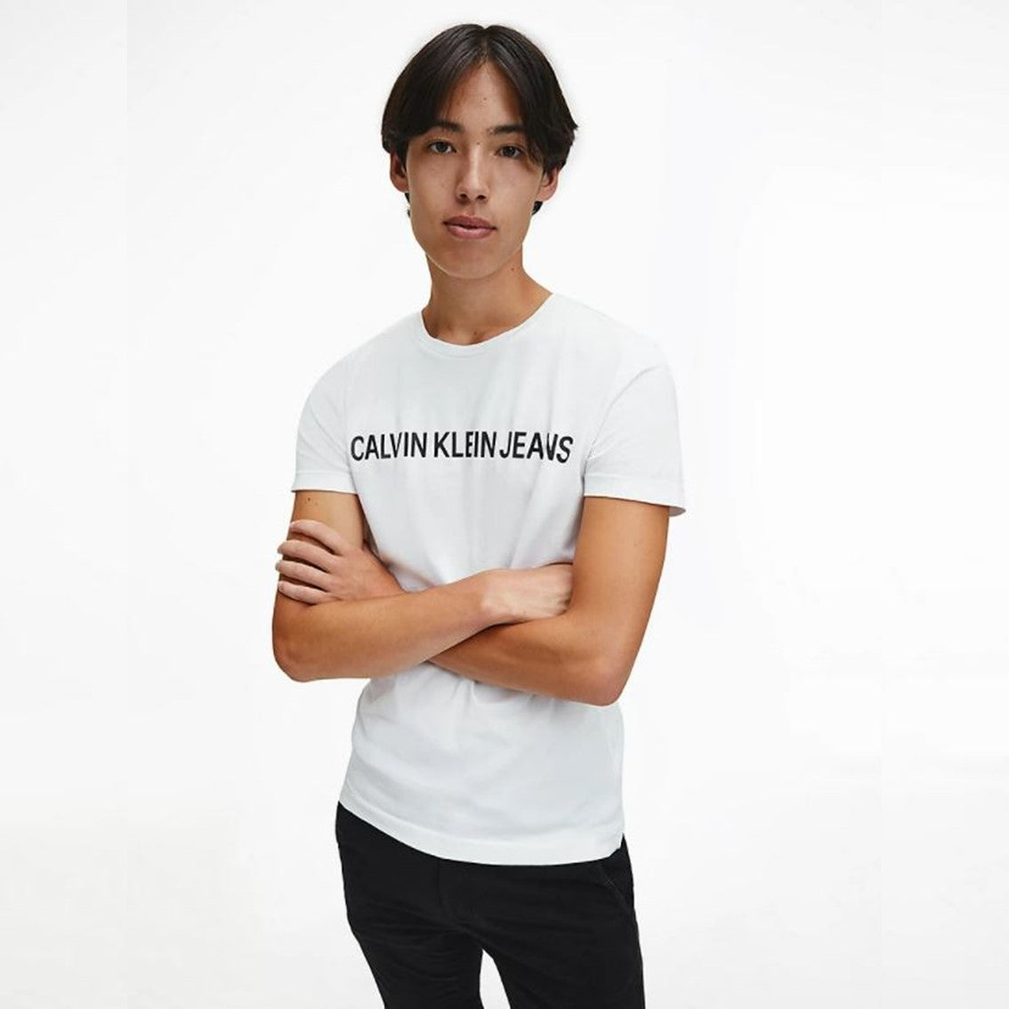 CK Men Institutional Logo Tee White