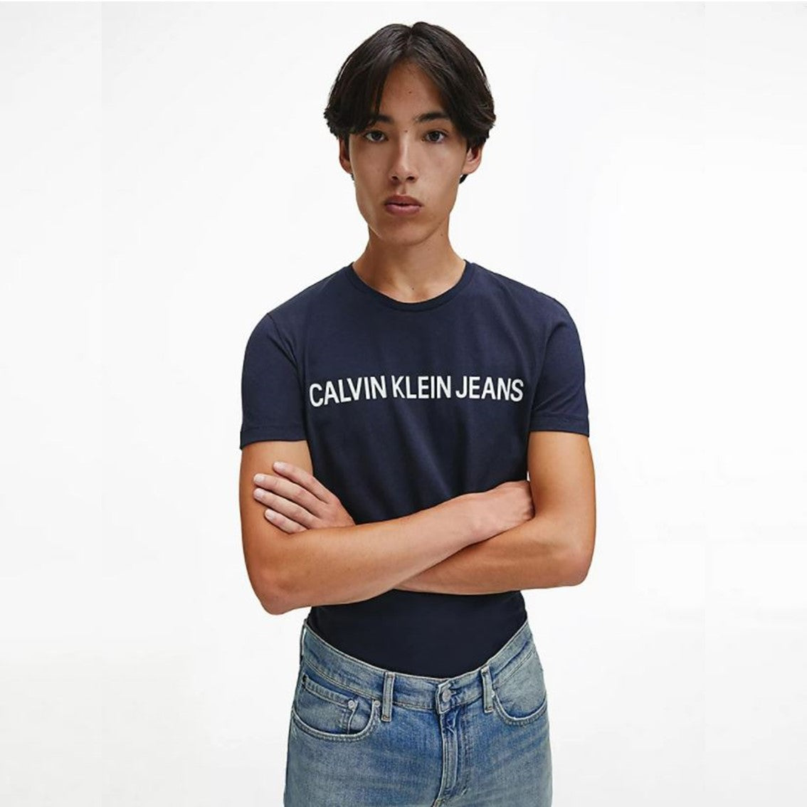 CK Men Institutional Logo Tee Navy