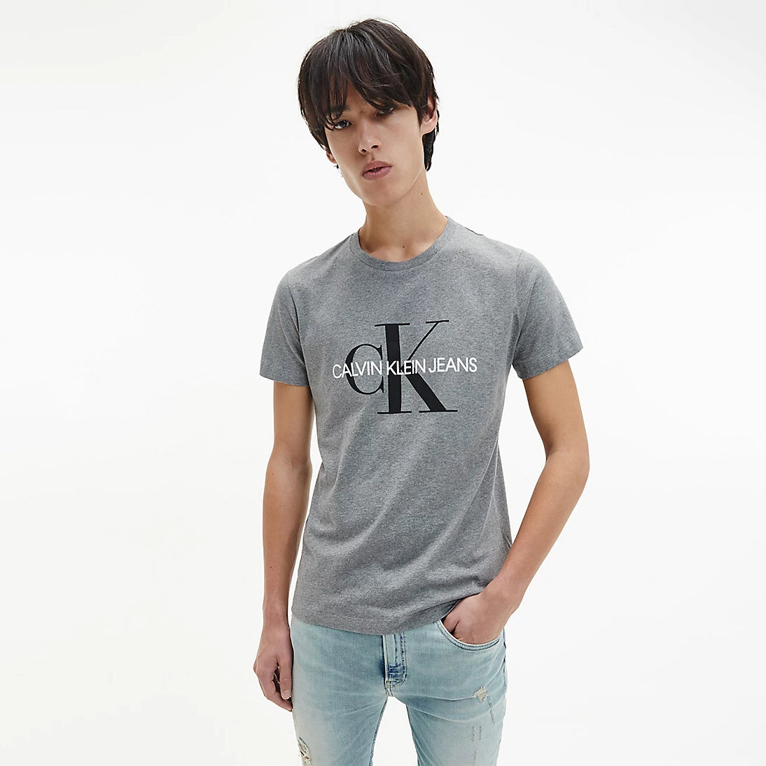 CK Men Iconic Monogram Tee Grey