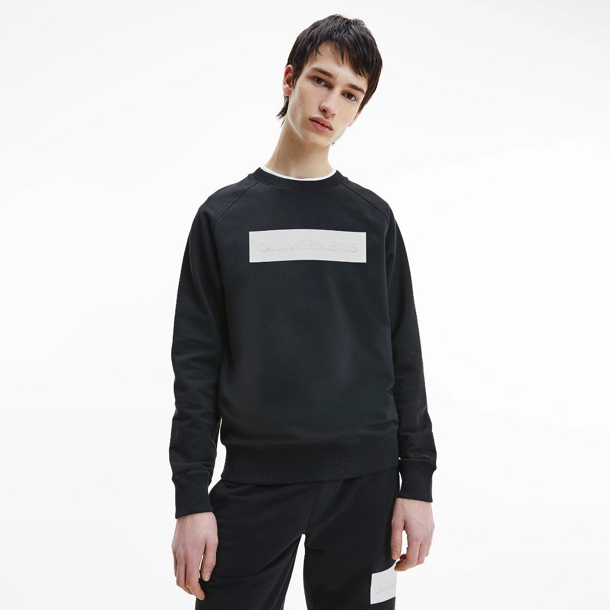 CK Men Embossed Logo Sweater Black