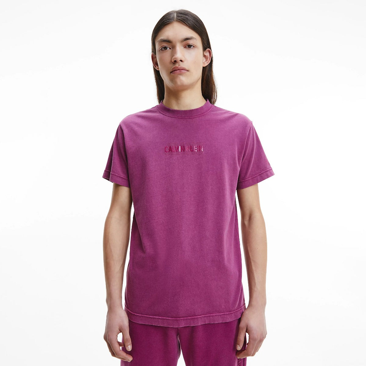 CK Washed Logo Tee Burgundy