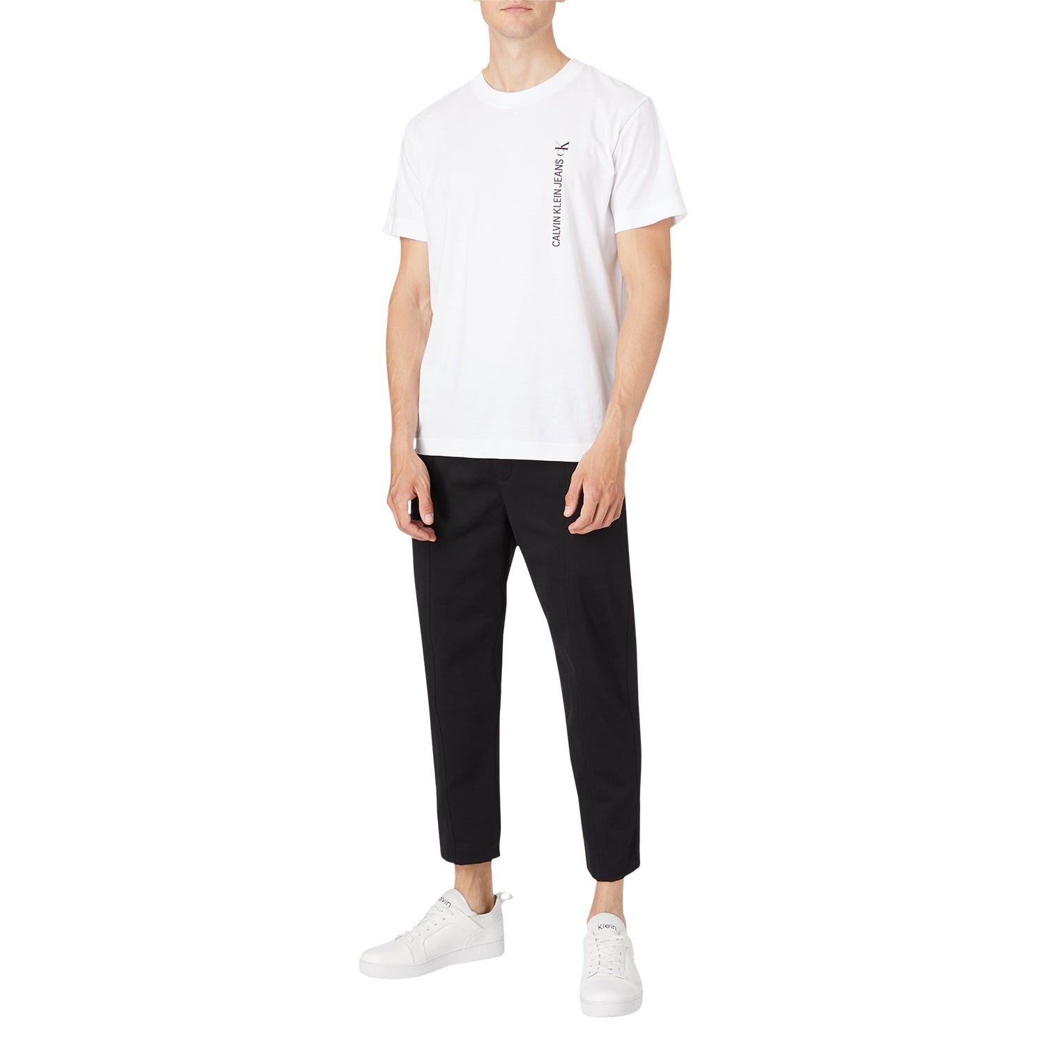 CK Men Vertical Logo Tee White