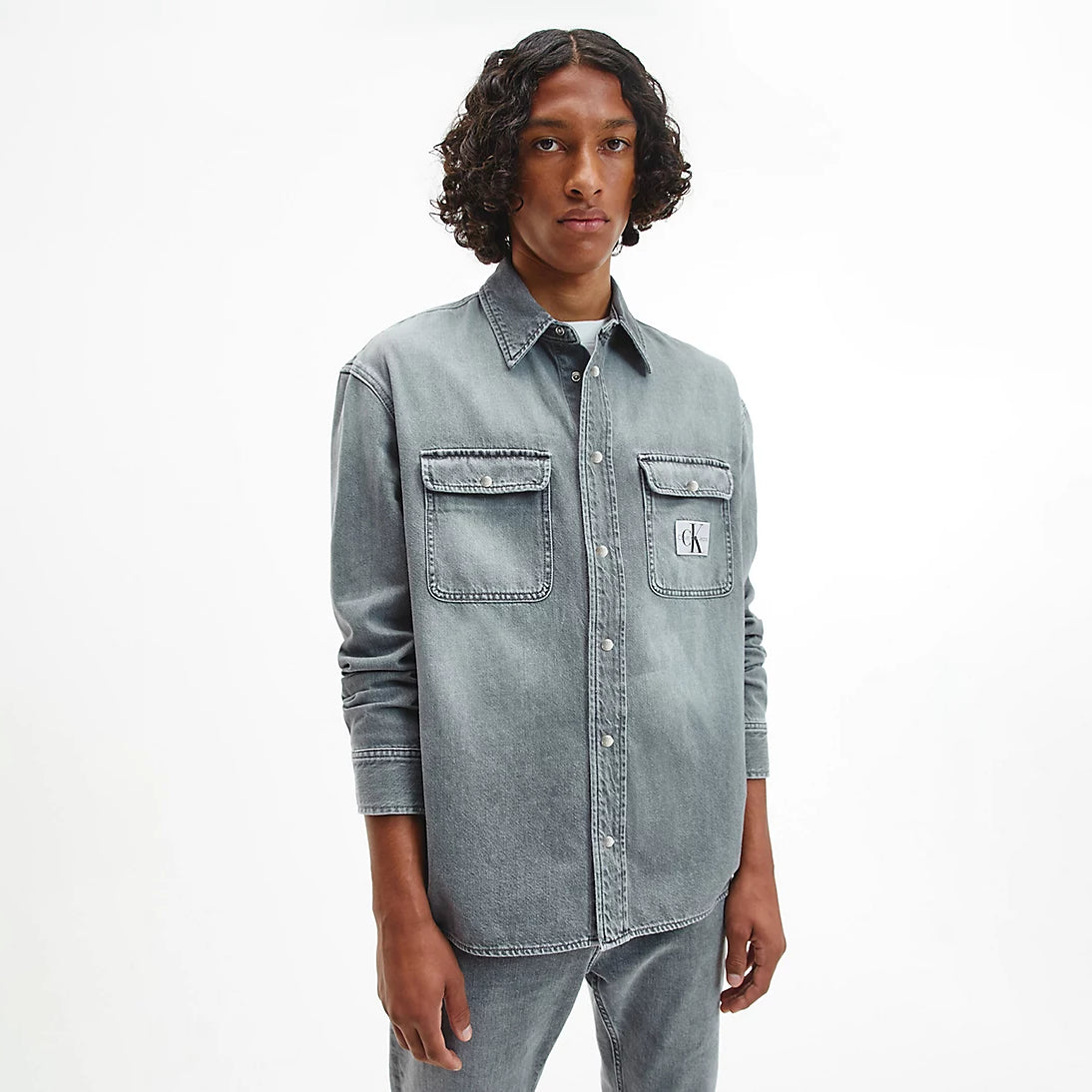 Oversized Denim Shirt Grey Blue Wash