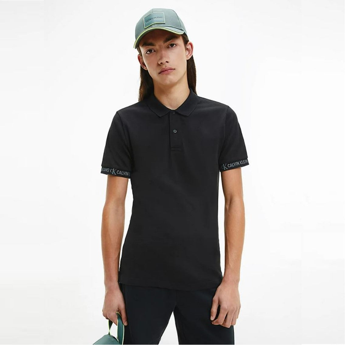 CK Polo Jacquard Sleeve Trim Black