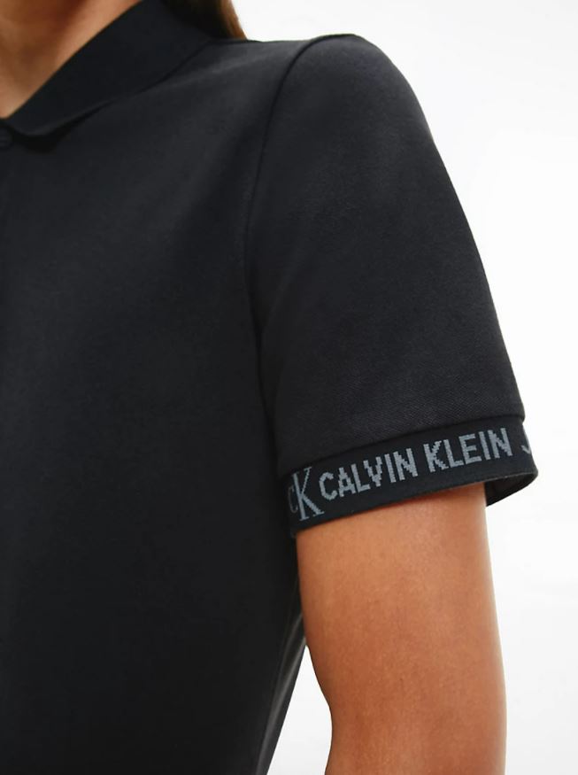 CK Polo Jacquard Sleeve Trim Black