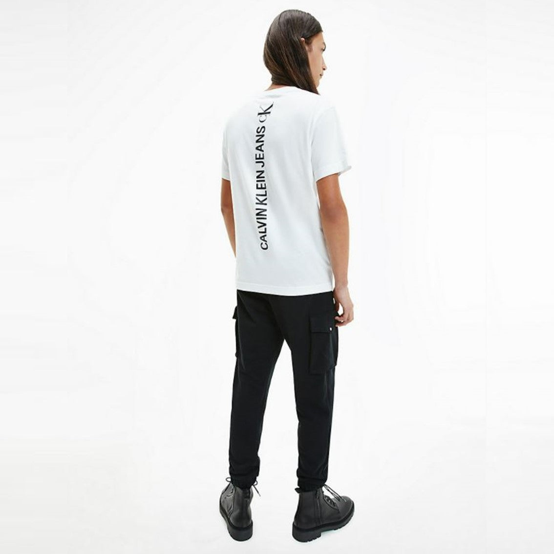 CK Men Vertical Logo Tee White