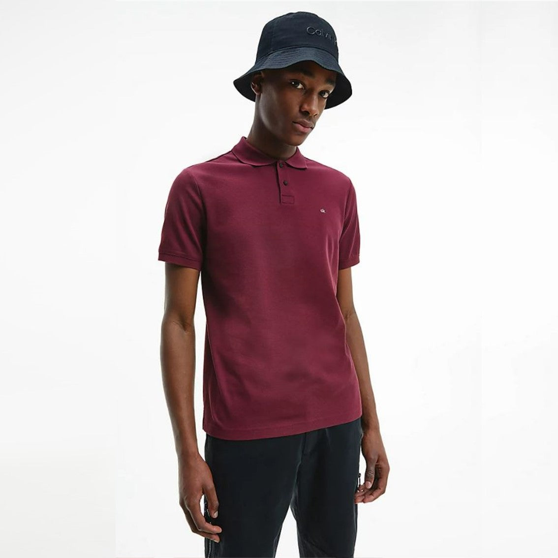 CK Slim Cotton Pique Golfer Burgundy