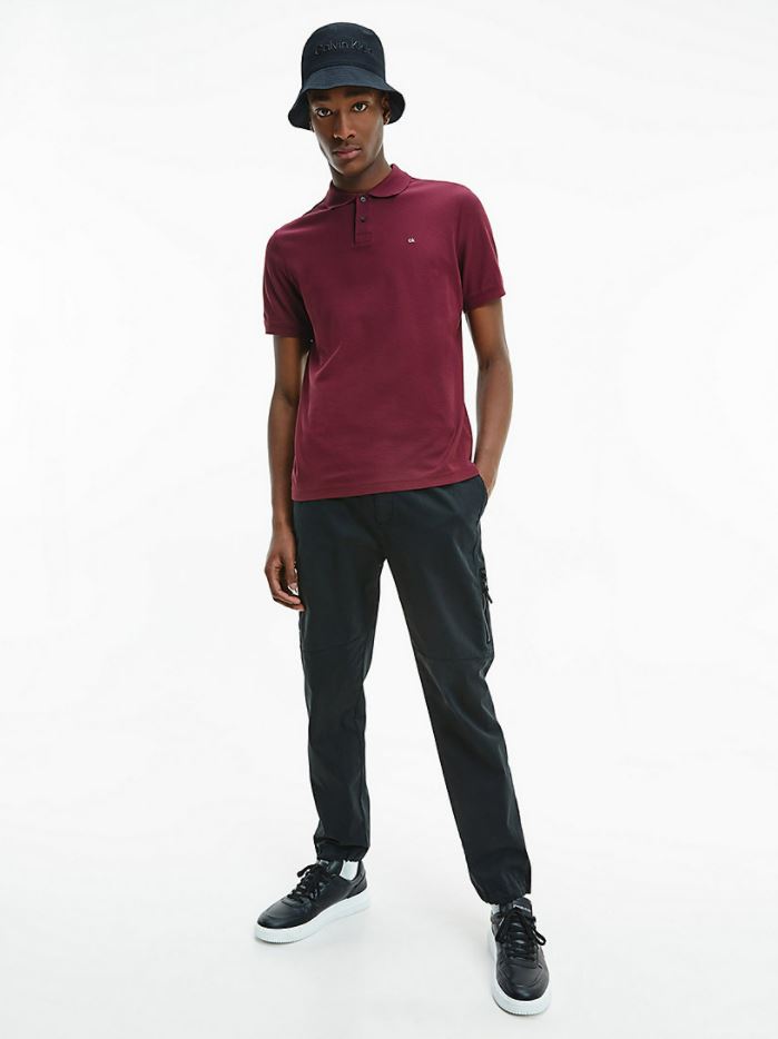 CK Slim Cotton Pique Golfer Burgundy