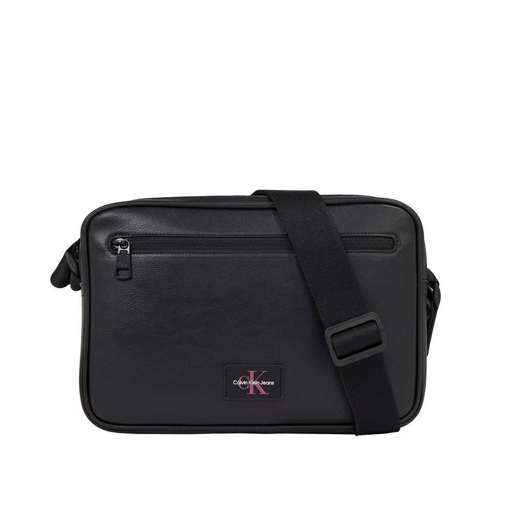 Faux Leather Crossbody Bag - Black