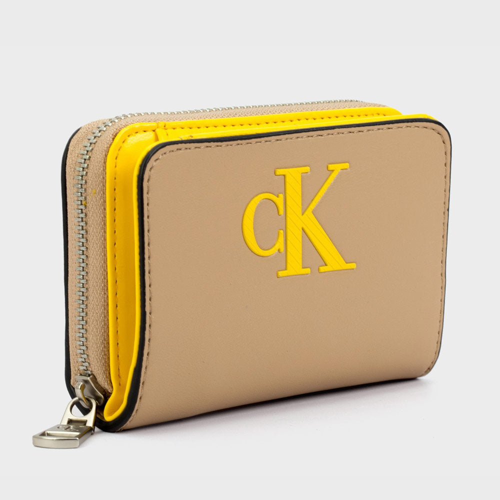 Sleek Zip Around Wallet - Beige