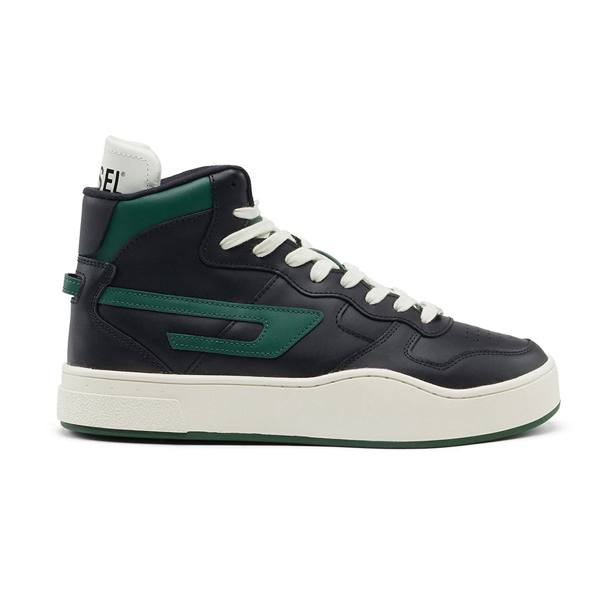 S-UKIYO Leather Sneakers with Green D logo - Black