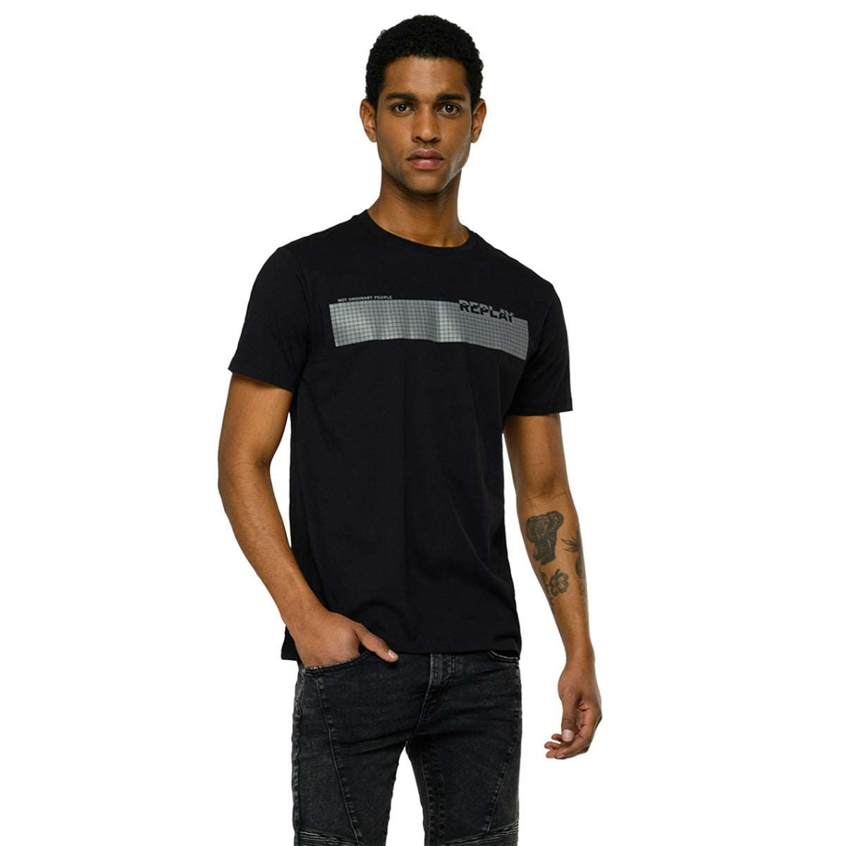 Metallic Grid Tee Black