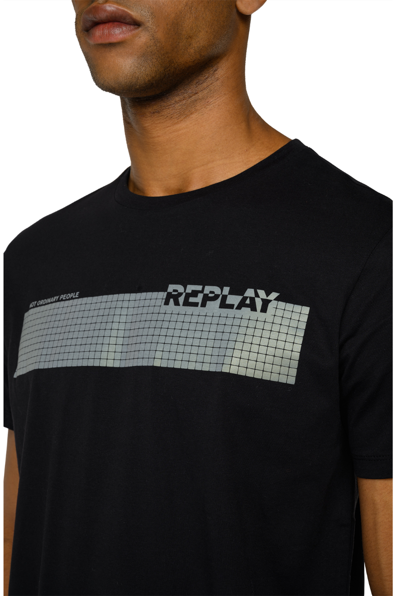 Metallic Grid Tee Black