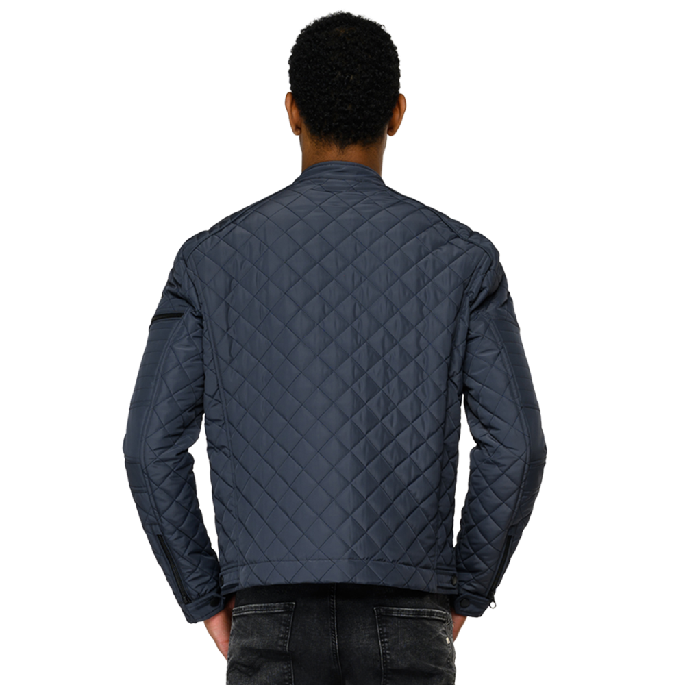 Biker Quilted Jacket Navy