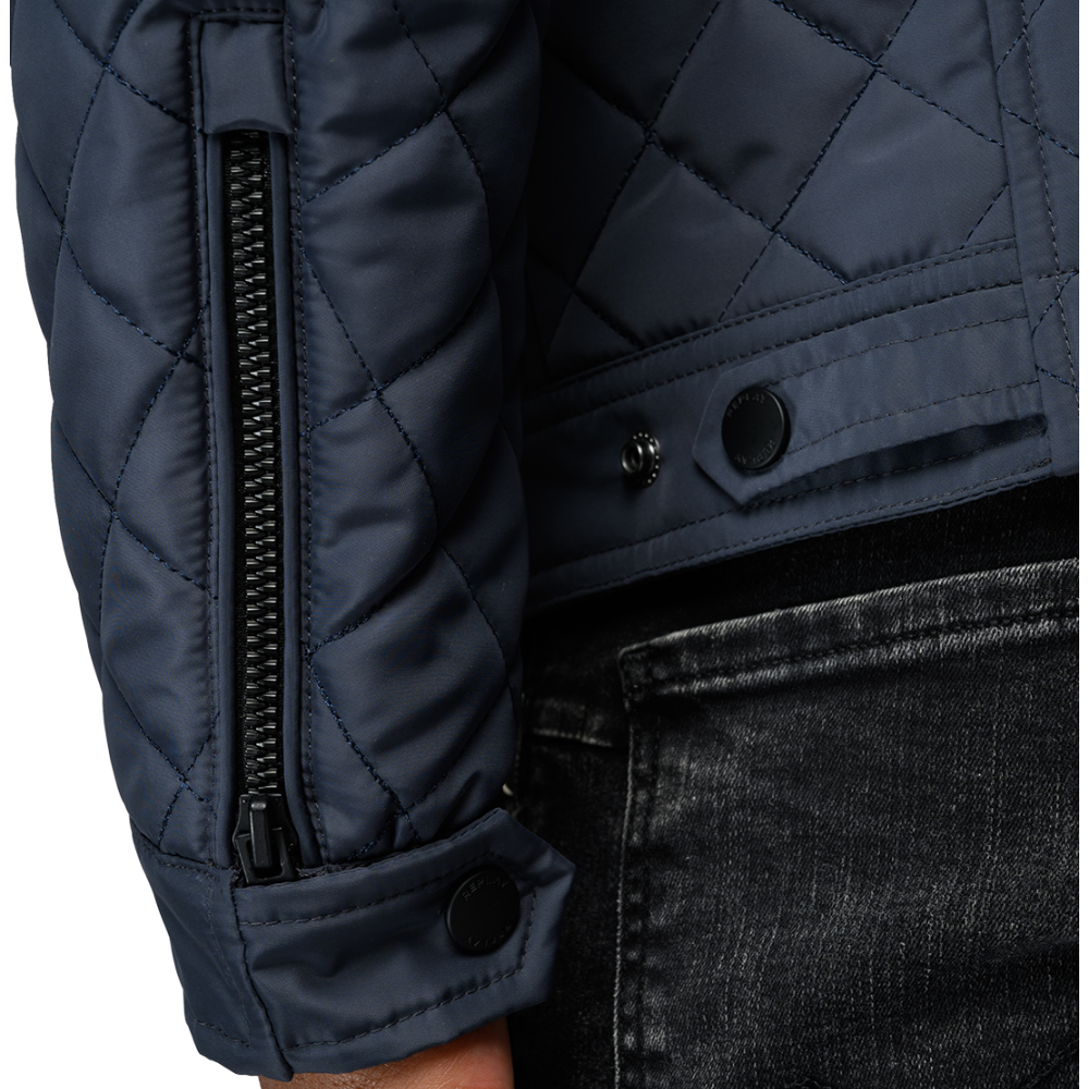 Biker Quilted Jacket Navy