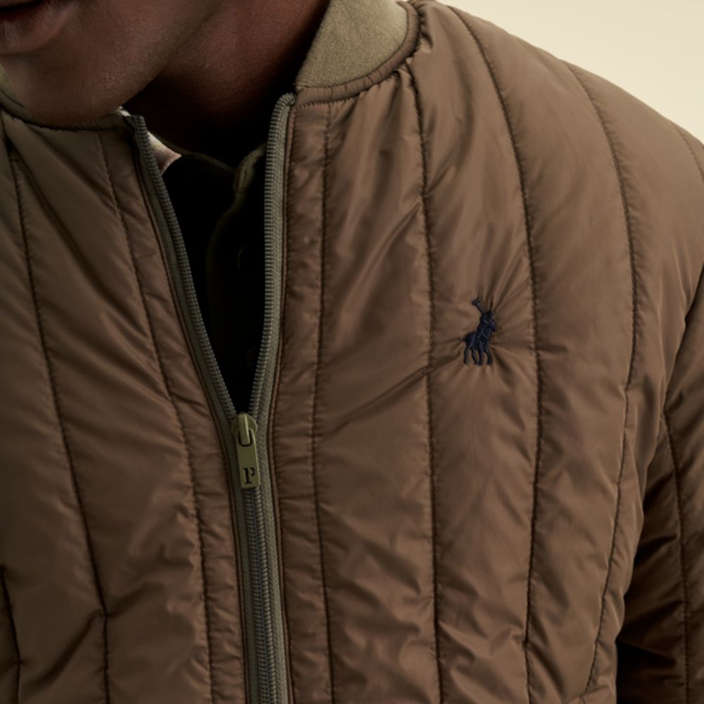 Puffer Jacket Quilted Lines Olive