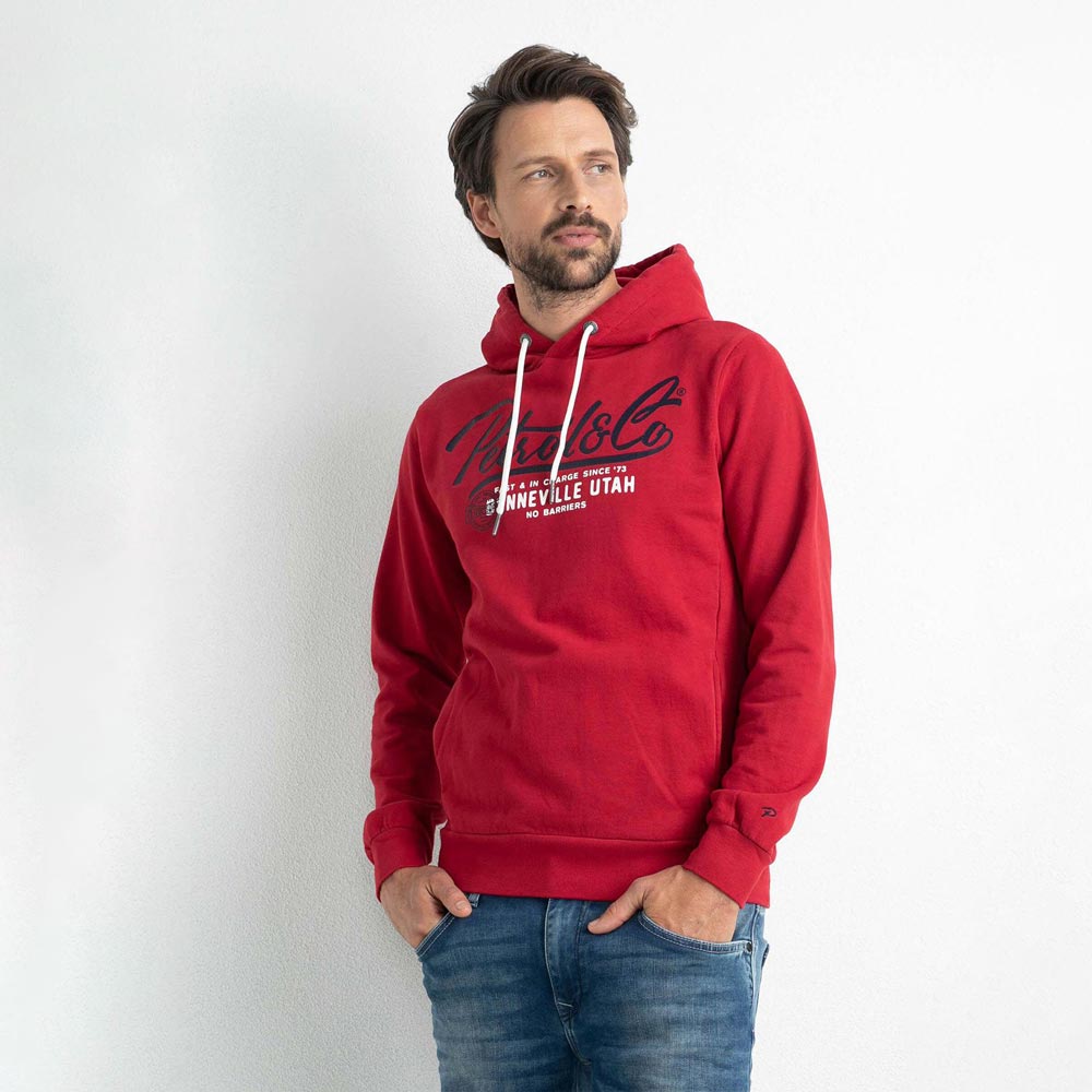 Mens Classic Knit Hoodie - Red