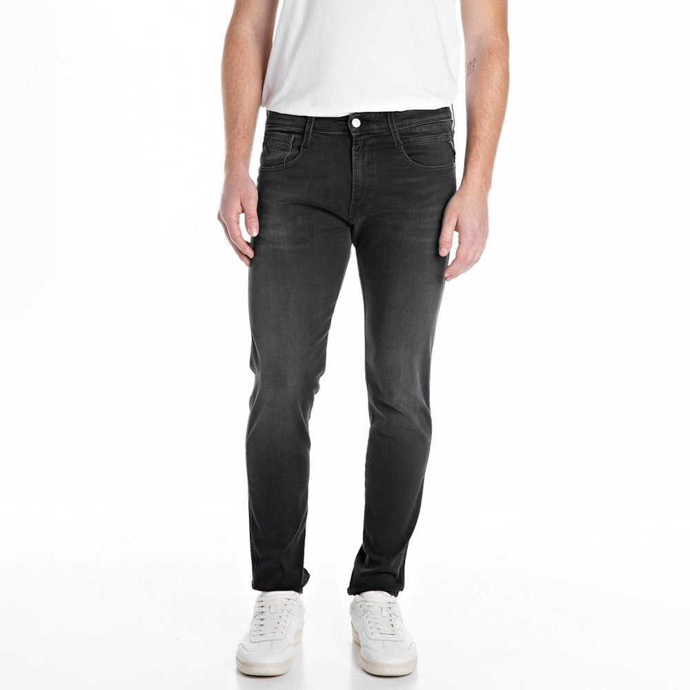 Replay 11 Oz Black Power Stretch Denim Bottoms - Denim Black