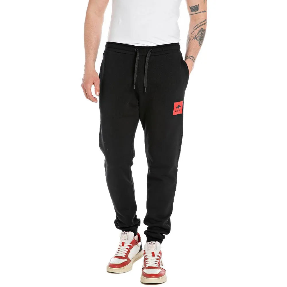 Replay P.Dyed Cotton Fleece Track Bottoms - Black