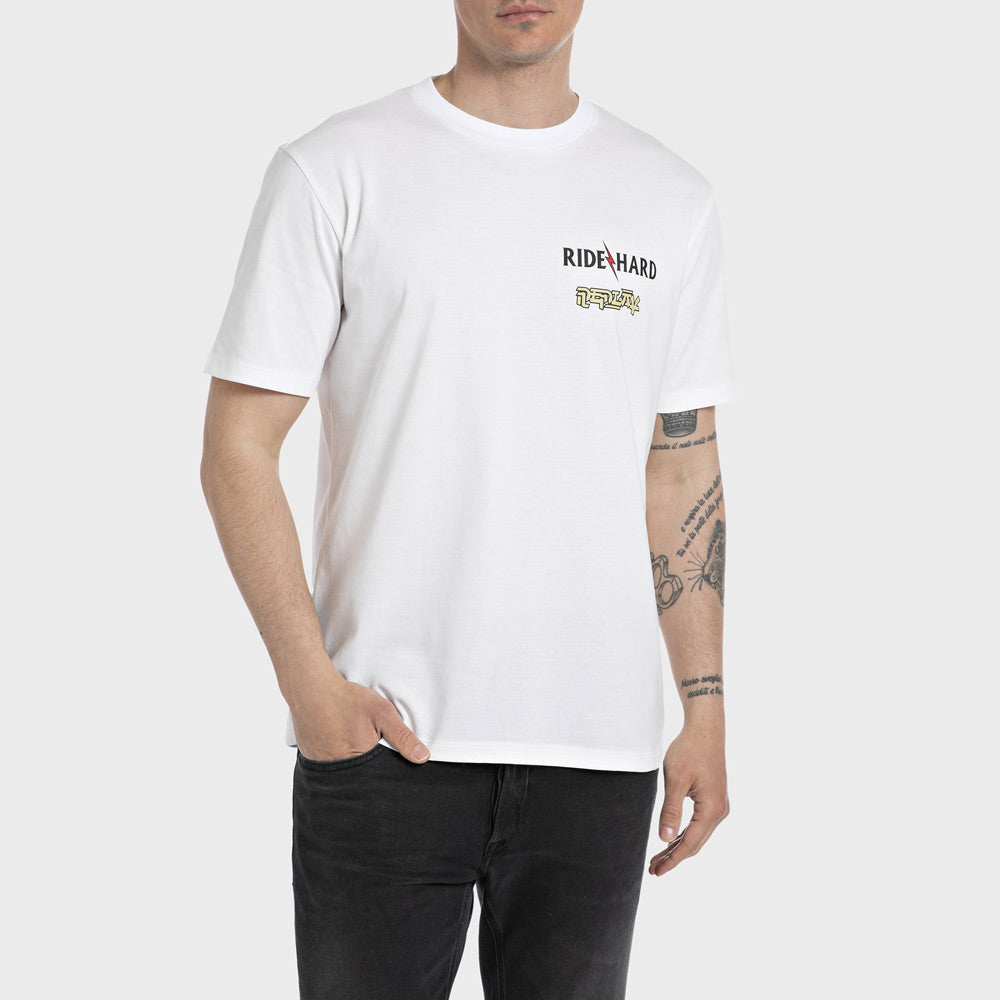 Replay Piece Dyed Heavy Cotton Jersey T-Shirt - White Multi