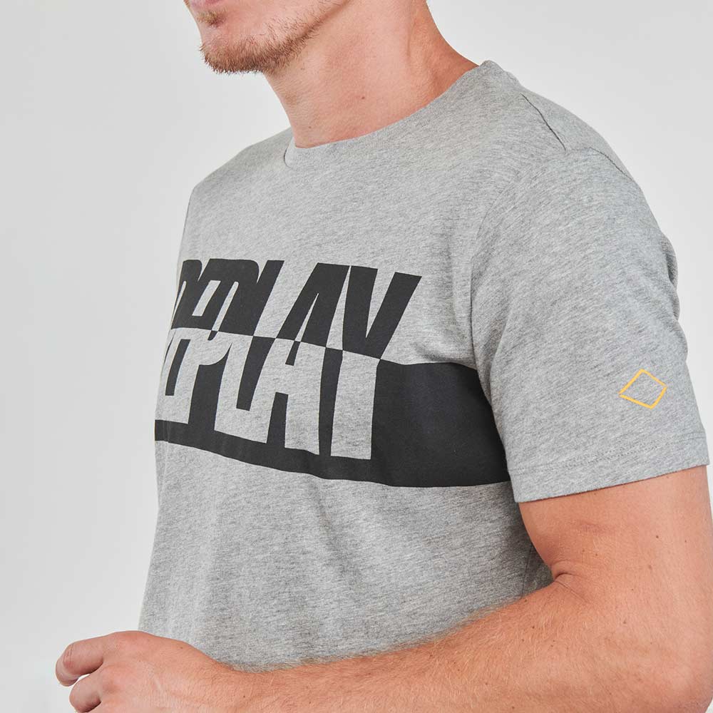 Colour Block Logo Print T-Shirt - Grey