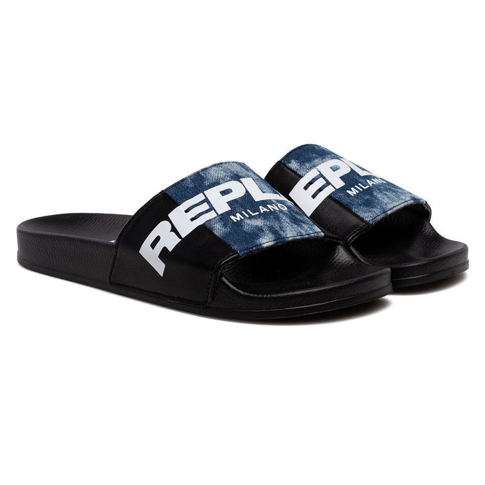 Up Denim Slides - Denim Black